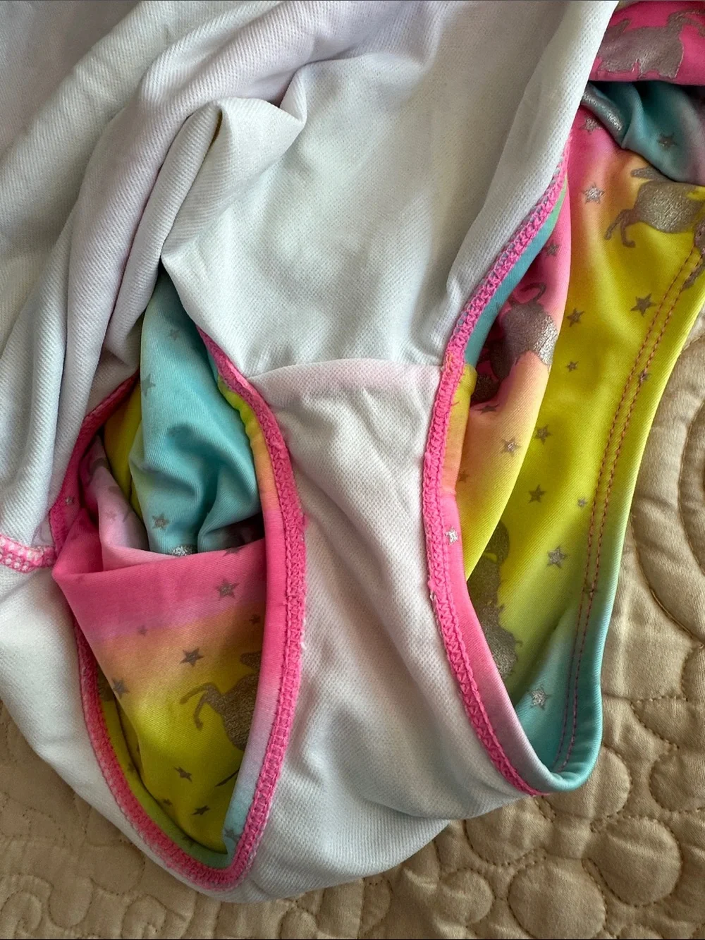 Girls Rainbow Unicorn One-Shoulder Swimsuit